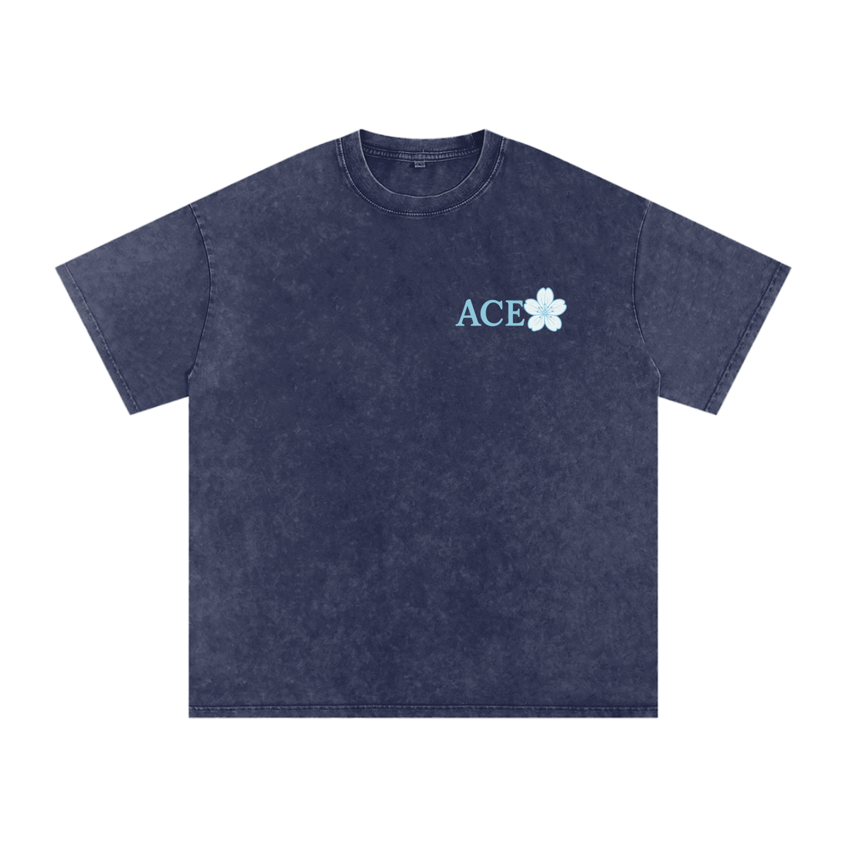 Blossom Tee by Ace Clothing — 250 g/m² snow-washed blossom-print tee in Royal Blue