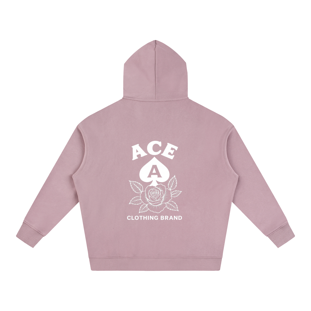 Rose Hoodie by Ace Clothing — 350 g/m² rose-print hoodie in Dark Purple, back view