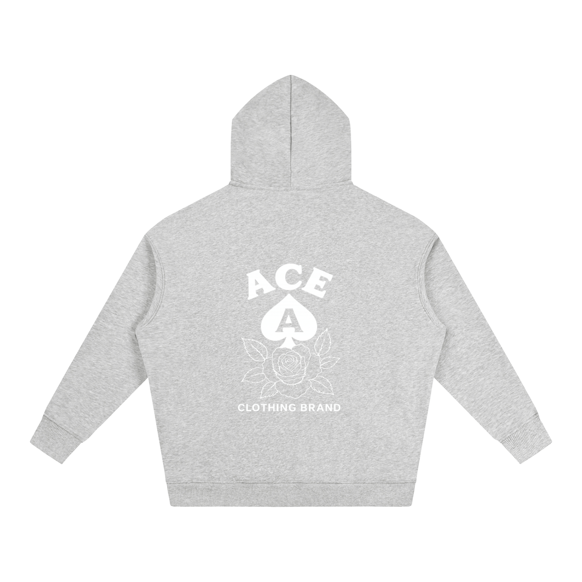 Rose Hoodie by Ace Clothing — 350 g/m² rose-print hoodie in Flower Gray, back view