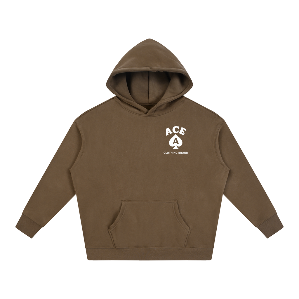 Cards Hoodie by Ace Clothing — 350 g/m² card-print hoodie in Brown
