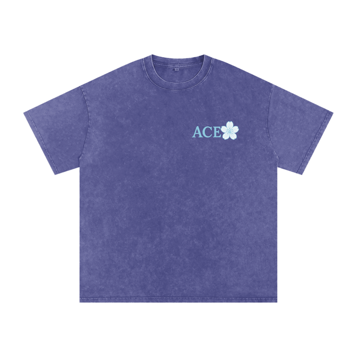 Blossom Tee by Ace Clothing — 250 g/m² snow-washed blossom-print tee in Purple Haze