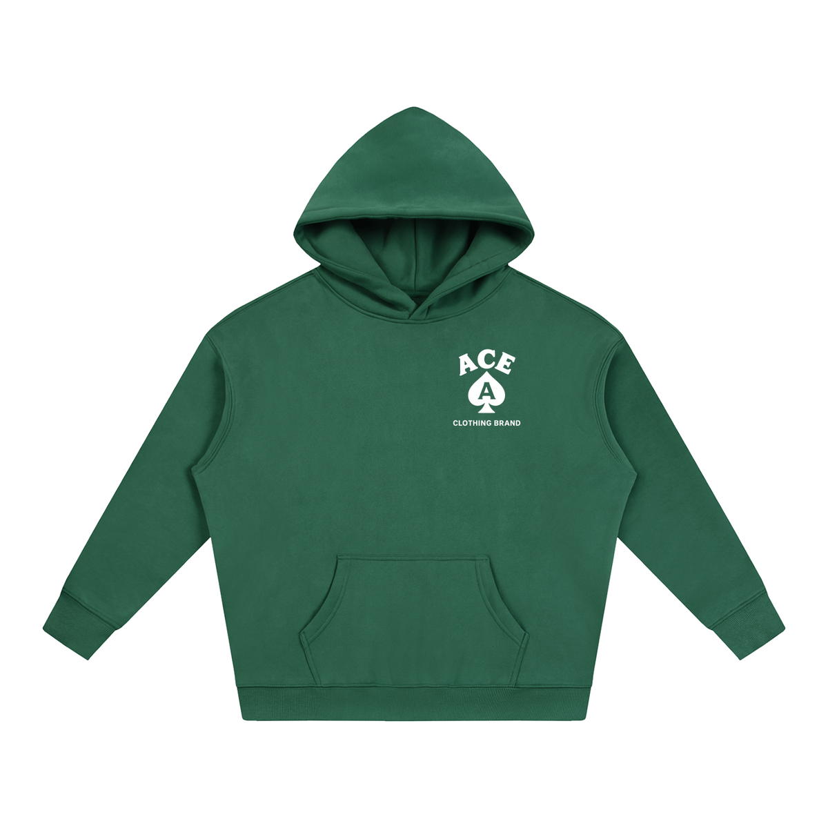 Cards Hoodie by Ace Clothing — 350 g/m² card-print hoodie in Eden Green