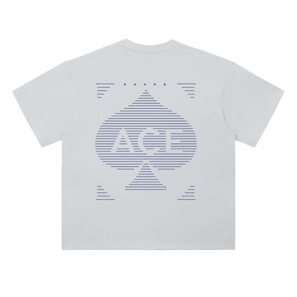 Phantom Lines Tee by Ace Clothing — 300 g/m² line-print tee in Light Gray, back view
