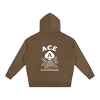 Rose Hoodie by Ace Clothing — 350 g/m² rose-print hoodie in Brown, back view